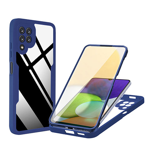 Custodia Silicone Trasparente Laterale 360 Gradi Cover MJ1 per Samsung Galaxy A22 4G Blu