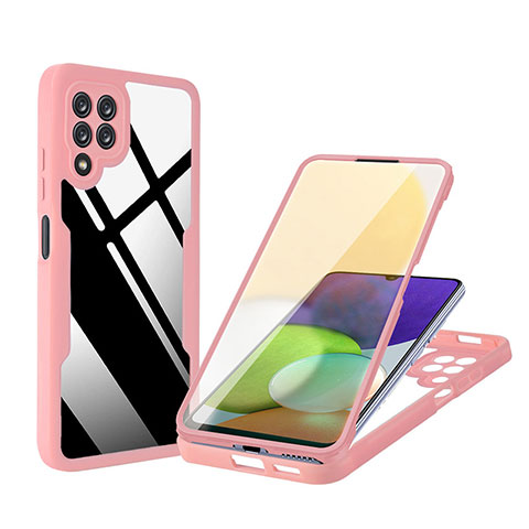 Custodia Silicone Trasparente Laterale 360 Gradi Cover MJ1 per Samsung Galaxy A22 4G Oro Rosa