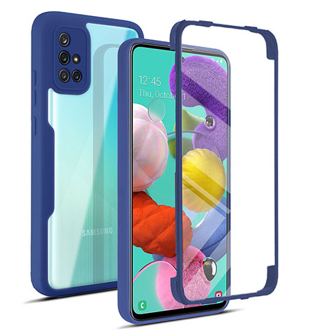 Custodia Silicone Trasparente Laterale 360 Gradi Cover MJ1 per Samsung Galaxy A51 5G Blu