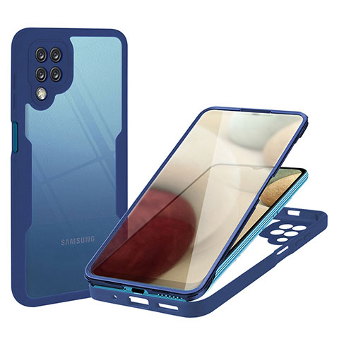 Custodia Silicone Trasparente Laterale 360 Gradi Cover MJ1 per Samsung Galaxy F12 Blu