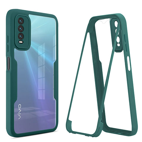 Custodia Silicone Trasparente Laterale 360 Gradi Cover MJ1 per Vivo Y20 (2021) Verde