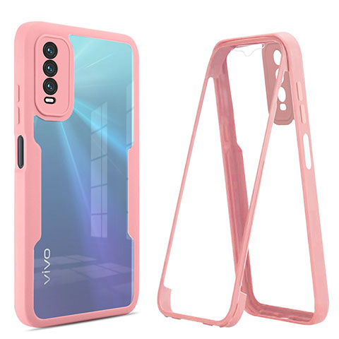 Custodia Silicone Trasparente Laterale 360 Gradi Cover MJ1 per Vivo Y20 Oro Rosa