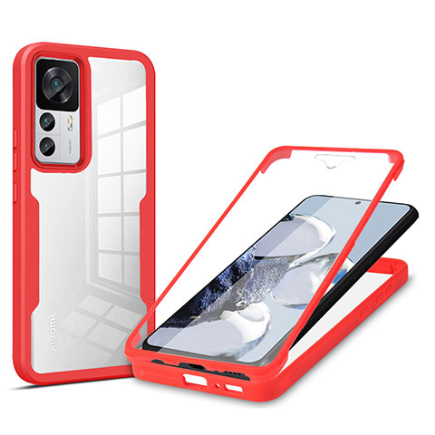 Custodia Silicone Trasparente Laterale 360 Gradi Cover MJ1 per Xiaomi Mi 12T 5G Rosso