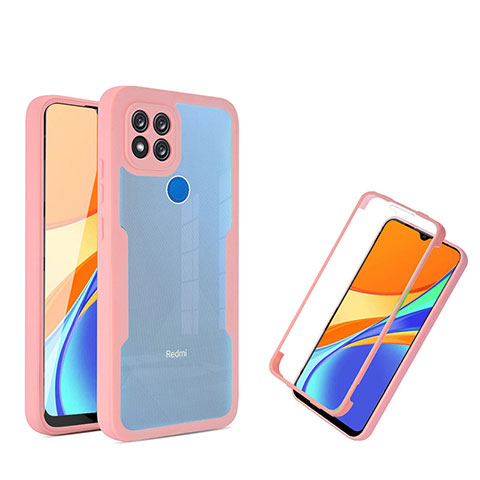 Custodia Silicone Trasparente Laterale 360 Gradi Cover MJ1 per Xiaomi Redmi 9 Activ Oro Rosa