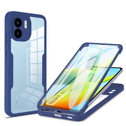 Custodia Silicone Trasparente Laterale 360 Gradi Cover MJ1 per Xiaomi Redmi A2 Blu