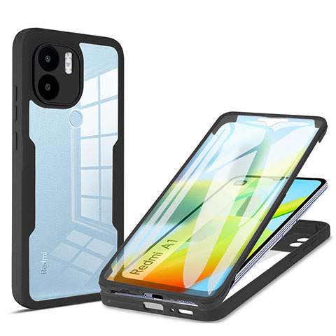 Custodia Silicone Trasparente Laterale 360 Gradi Cover MJ1 per Xiaomi Redmi A2 Nero