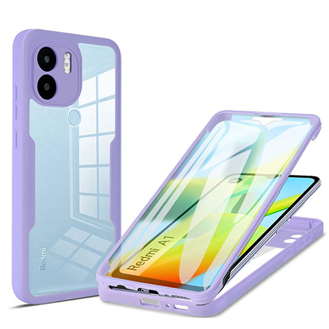 Custodia Silicone Trasparente Laterale 360 Gradi Cover MJ1 per Xiaomi Redmi A2 Viola