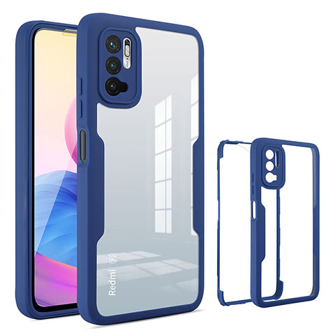 Custodia Silicone Trasparente Laterale 360 Gradi Cover MJ1 per Xiaomi Redmi Note 10 5G Blu