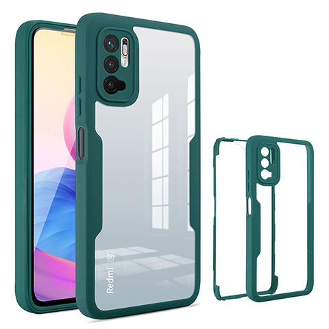 Custodia Silicone Trasparente Laterale 360 Gradi Cover MJ1 per Xiaomi Redmi Note 10 5G Verde