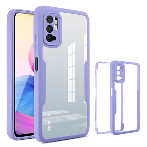 Custodia Silicone Trasparente Laterale 360 Gradi Cover MJ1 per Xiaomi Redmi Note 10 5G Viola