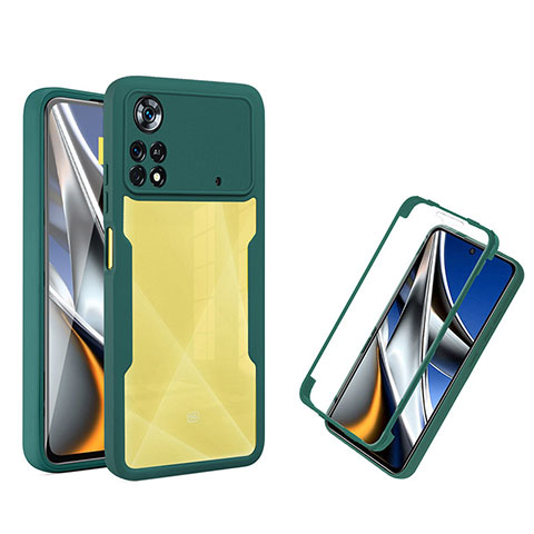 Custodia Silicone Trasparente Laterale 360 Gradi Cover MJ1 per Xiaomi Redmi Note 11E Pro 5G Verde