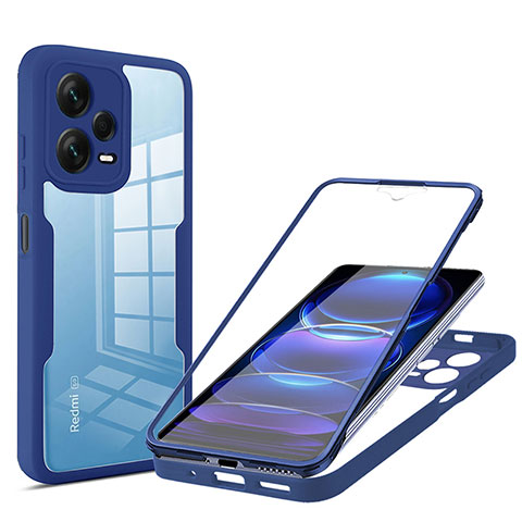 Custodia Silicone Trasparente Laterale 360 Gradi Cover MJ1 per Xiaomi Redmi Note 12 Explorer Blu