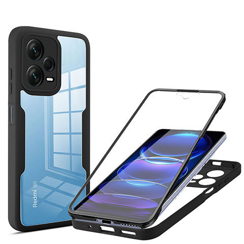 Custodia Silicone Trasparente Laterale 360 Gradi Cover MJ1 per Xiaomi Redmi Note 12 Pro+ Plus 5G Nero