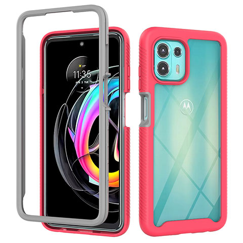 Custodia Silicone Trasparente Laterale 360 Gradi Cover per Motorola Moto Edge 20 Lite 5G Rosa Caldo