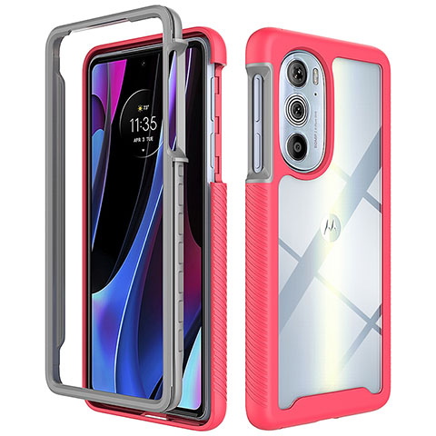 Custodia Silicone Trasparente Laterale 360 Gradi Cover per Motorola Moto Edge 30 Pro 5G Rosa Caldo