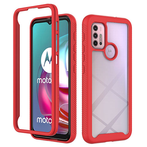 Custodia Silicone Trasparente Laterale 360 Gradi Cover per Motorola Moto G10 Power Rosso