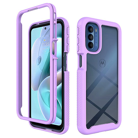 Custodia Silicone Trasparente Laterale 360 Gradi Cover per Motorola Moto G41 Viola