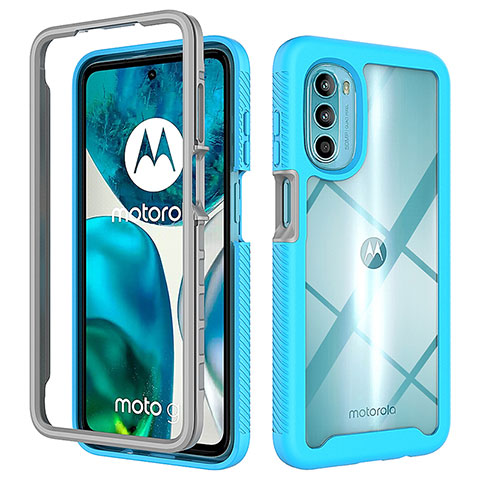 Custodia Silicone Trasparente Laterale 360 Gradi Cover per Motorola Moto G82 5G Ciano