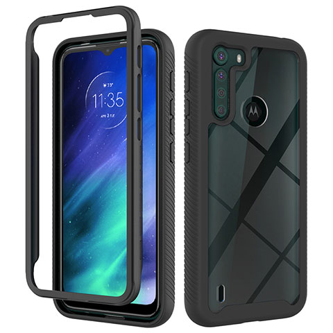 Custodia Silicone Trasparente Laterale 360 Gradi Cover per Motorola Moto One Fusion Nero