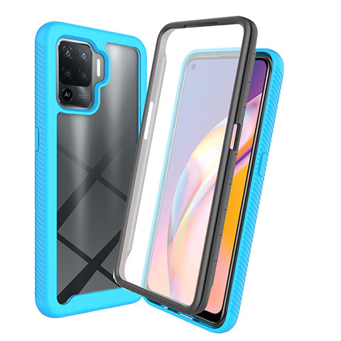 Custodia Silicone Trasparente Laterale 360 Gradi Cover per Oppo F19 Pro Cielo Blu