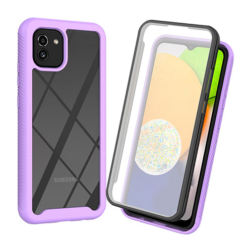 Custodia Silicone Trasparente Laterale 360 Gradi Cover per Samsung Galaxy A03 Lavanda