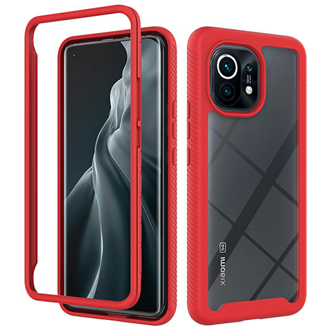 Custodia Silicone Trasparente Laterale 360 Gradi Cover per Xiaomi Mi 11 Lite 4G Rosso