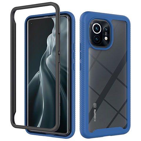 Custodia Silicone Trasparente Laterale 360 Gradi Cover per Xiaomi Mi 11 Lite 5G NE Blu