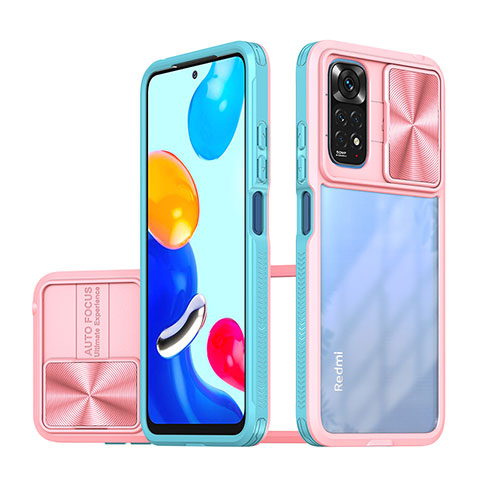 Custodia Silicone Trasparente Laterale 360 Gradi Cover QW1 per Xiaomi Redmi Note 11 4G (2022) Cielo Blu