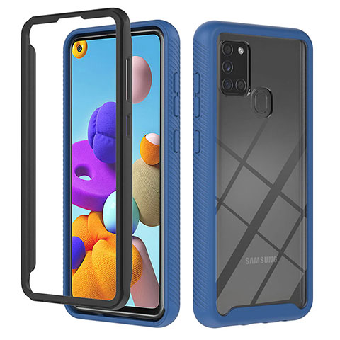 Custodia Silicone Trasparente Laterale 360 Gradi Cover YB1 per Samsung Galaxy A21s Blu