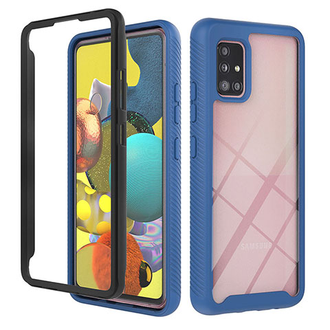 Custodia Silicone Trasparente Laterale 360 Gradi Cover YB1 per Samsung Galaxy A51 5G Blu