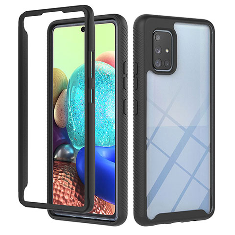 Custodia Silicone Trasparente Laterale 360 Gradi Cover YB1 per Samsung Galaxy A71 4G A715 Nero