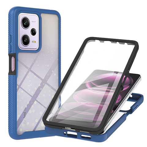 Custodia Silicone Trasparente Laterale 360 Gradi Cover YB1 per Xiaomi Redmi Note 12 Pro 5G Blu