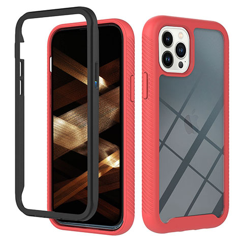 Custodia Silicone Trasparente Laterale 360 Gradi Cover YB2 per Apple iPhone 15 Pro Max Rosso