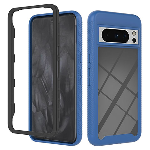 Custodia Silicone Trasparente Laterale 360 Gradi Cover YB2 per Google Pixel 8 Pro 5G Blu