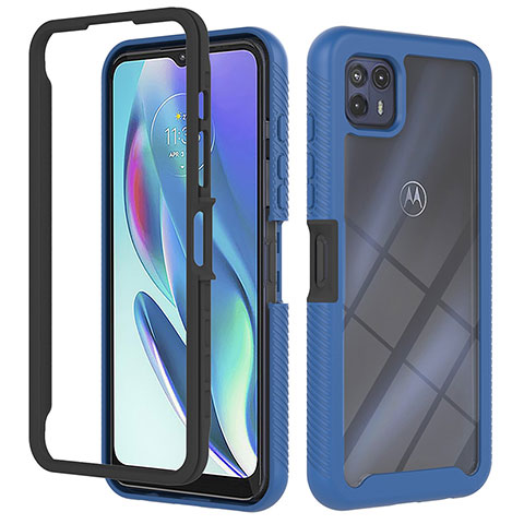 Custodia Silicone Trasparente Laterale 360 Gradi Cover YB2 per Motorola Moto G50 5G Blu