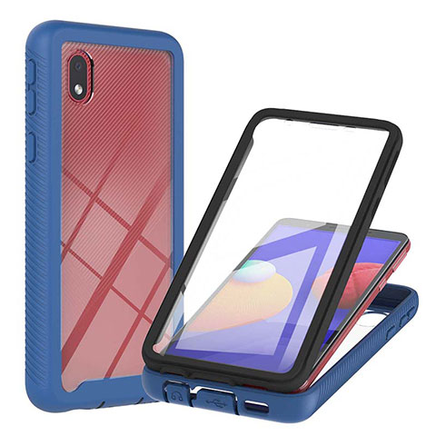 Custodia Silicone Trasparente Laterale 360 Gradi Cover YB2 per Samsung Galaxy A01 Core Blu