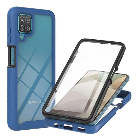 Custodia Silicone Trasparente Laterale 360 Gradi Cover YB2 per Samsung Galaxy A12 Nacho Blu