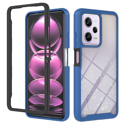 Custodia Silicone Trasparente Laterale 360 Gradi Cover YB2 per Xiaomi Redmi Note 12 Pro 5G Blu