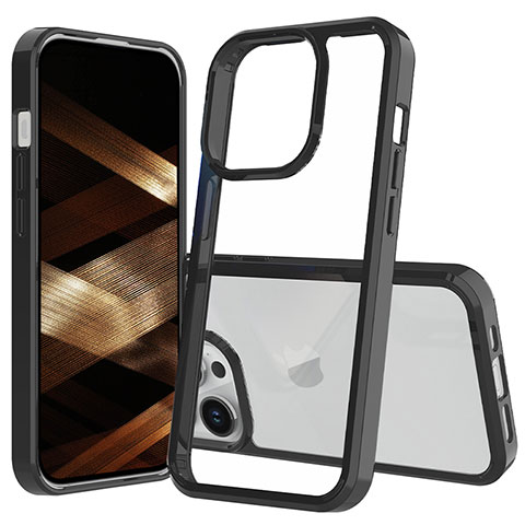 Custodia Silicone Trasparente Laterale 360 Gradi Cover ZJ1 per Apple iPhone 14 Pro Max Nero