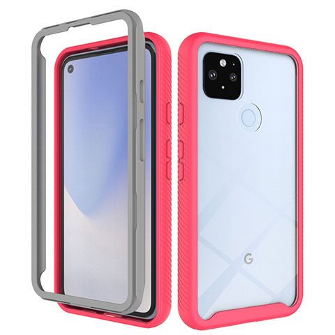 Custodia Silicone Trasparente Laterale 360 Gradi Cover ZJ1 per Google Pixel 4a 5G Rosso