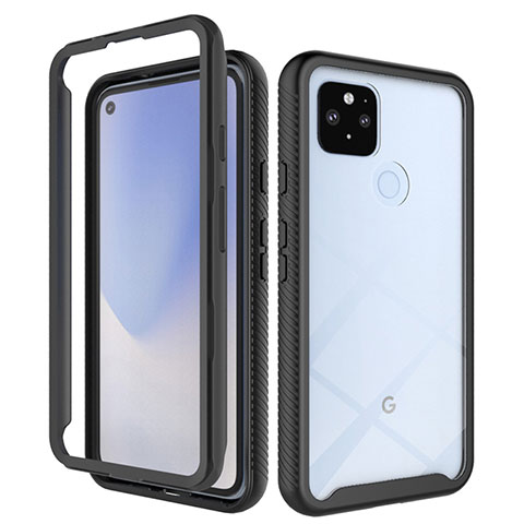 Custodia Silicone Trasparente Laterale 360 Gradi Cover ZJ1 per Google Pixel 5 XL 5G Nero