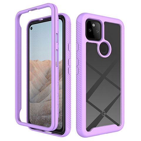 Custodia Silicone Trasparente Laterale 360 Gradi Cover ZJ1 per Google Pixel 5a 5G Lavanda