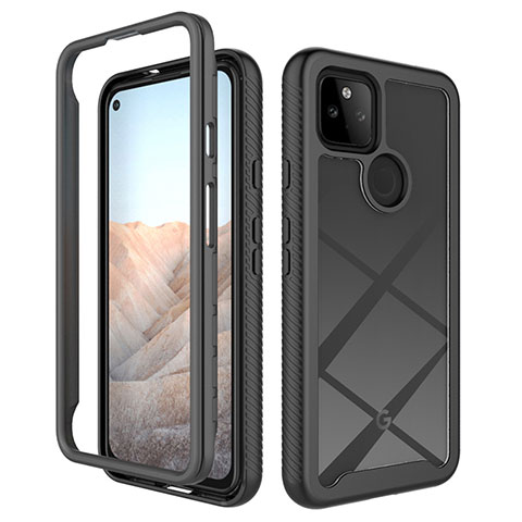 Custodia Silicone Trasparente Laterale 360 Gradi Cover ZJ1 per Google Pixel 5a 5G Nero