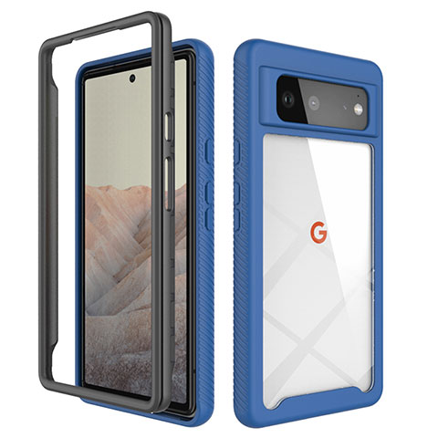 Custodia Silicone Trasparente Laterale 360 Gradi Cover ZJ1 per Google Pixel 6 5G Blu