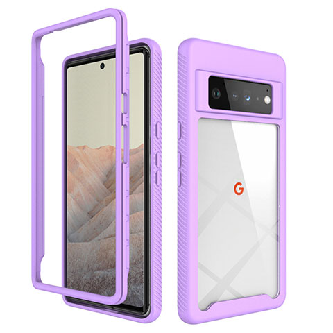 Custodia Silicone Trasparente Laterale 360 Gradi Cover ZJ1 per Google Pixel 6 Pro 5G Lavanda