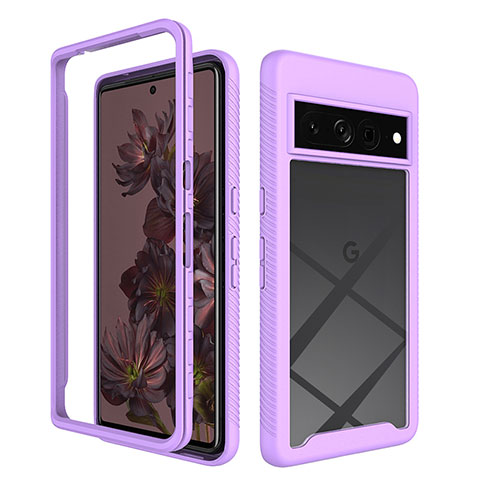 Custodia Silicone Trasparente Laterale 360 Gradi Cover ZJ1 per Google Pixel 7 Pro 5G Lavanda