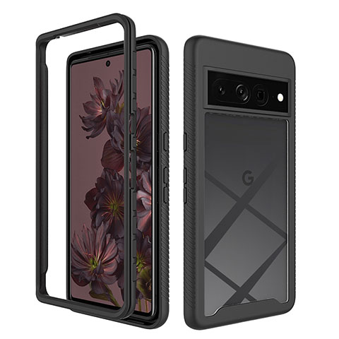 Custodia Silicone Trasparente Laterale 360 Gradi Cover ZJ1 per Google Pixel 7 Pro 5G Nero