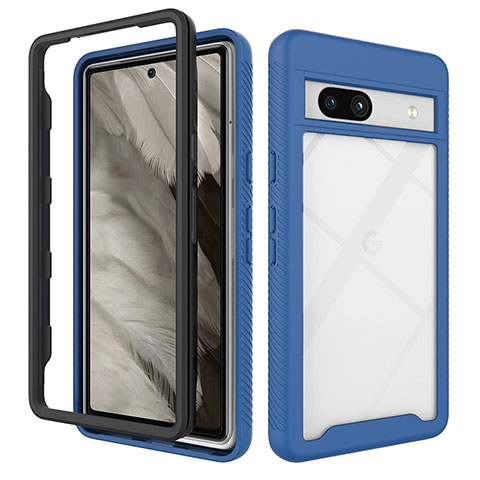 Custodia Silicone Trasparente Laterale 360 Gradi Cover ZJ1 per Google Pixel 7a 5G Blu