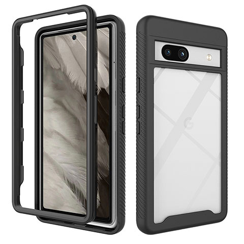 Custodia Silicone Trasparente Laterale 360 Gradi Cover ZJ1 per Google Pixel 7a 5G Nero