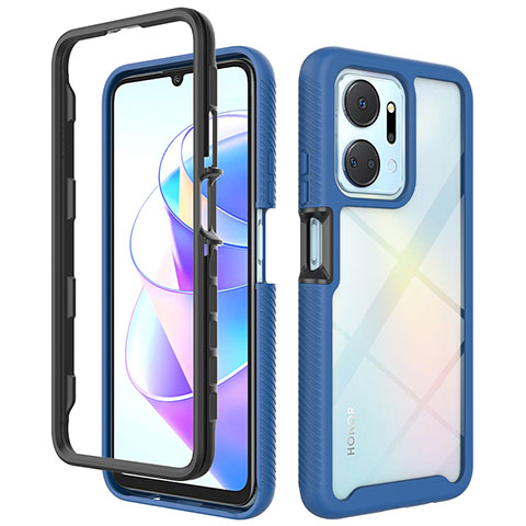 Custodia Silicone Trasparente Laterale 360 Gradi Cover ZJ1 per Huawei Honor X7a Blu